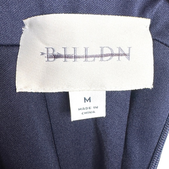 BHLDN Juliana High Neck Side Slit Stretch Crepe Maxi Dress NEW Size M Navy - Picture 15 of 15